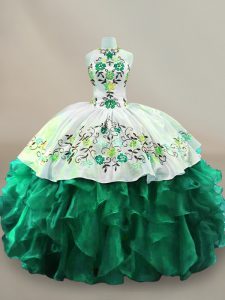Elegant Floor Length Ball Gowns Sleeveless Dark Green Quinceanera Dress Lace Up