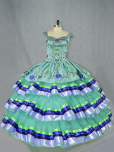 Hot Selling Apple Green Sleeveless Organza Lace Up Quinceanera Gown for Sweet 16 and Quinceanera