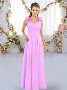 On Sale Lilac Lace Up Quinceanera Dama Dress Hand Made Flower Sleeveless Floor Length
