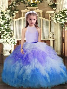 Multi-color Sleeveless Ruffles Floor Length Little Girls Pageant Gowns