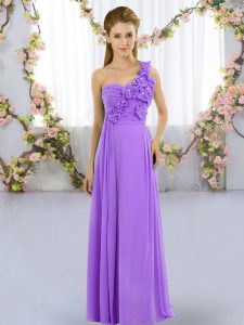 Simple Sleeveless Floor Length Dama Dress for Quinceanera and Hand Made Flower
