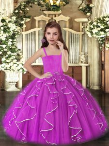 Purple Sleeveless Tulle Lace Up Winning Pageant Gowns for Party and Wedding Party