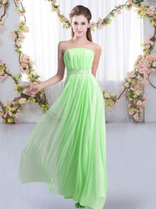 Excellent Sleeveless Chiffon Sweep Train Lace Up Quinceanera Court of Honor Dress for Wedding Party