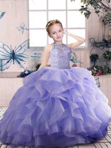 Customized Sleeveless Beading and Ruffles Zipper Little Girls Pageant Dress Wholesale