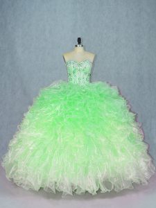 Organza Sweetheart Sleeveless Lace Up Beading and Ruffles 15 Quinceanera Dress in Multi-color