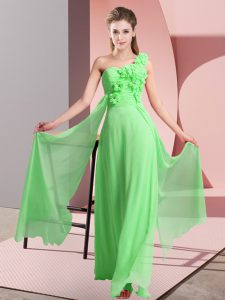 Lace Up One Shoulder Hand Made Flower Dama Dress for Quinceanera Chiffon Sleeveless