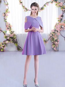 Mini Length A-line Half Sleeves Lavender Quinceanera Court of Honor Dress Zipper