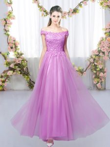 Sumptuous Sleeveless Lace Up Floor Length Lace Quinceanera Court Dresses
