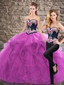 Low Price Sweep Train Ball Gowns Quinceanera Dress Purple Sweetheart Sleeveless Lace Up