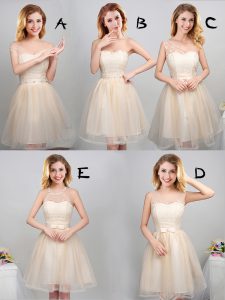 Off The Shoulder Sleeveless Tulle Dama Dress Lace and Appliques and Belt Lace Up