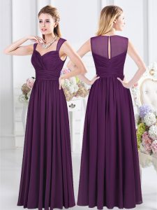 Straps Floor Length Empire Sleeveless Purple Damas Dress Zipper
