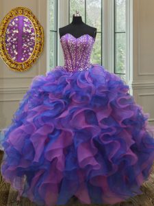 Floor Length Multi-color Quinceanera Dress Sweetheart Sleeveless Lace Up