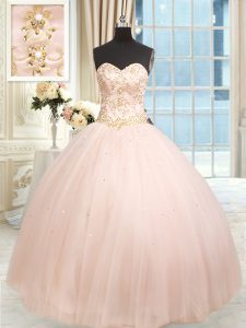 Dramatic Sleeveless Lace Up Floor Length Beading and Embroidery Ball Gown Prom Dress
