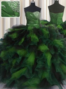 Sophisticated Multi-color Sleeveless Organza and Tulle Lace Up Party Dresses for Military Ball and Sweet 16 and Quinceanera
