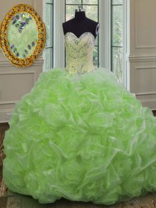 Ball Gowns Sweetheart Sleeveless Organza Sweep Train Lace Up Beading Quinceanera Gowns