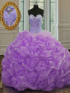 Lavender Sleeveless Beading Lace Up Sweet 16 Quinceanera Dress