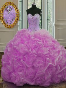 Pick Ups Ball Gowns Sleeveless Lilac Dama Dress for Quinceanera Sweep Train Lace Up