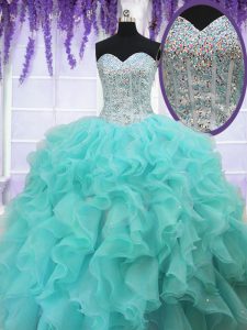 Sleeveless Ruffles and Sequins Lace Up Sweet 16 Quinceanera Dress