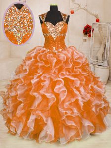 Deluxe Multi-color Sweetheart Lace Up Beading and Ruffles Quinceanera Dresses Sleeveless