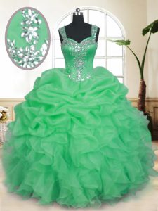 Pick Ups Sleeveless Organza Zipper Sweet 16 Quinceanera Dress for Military Ball and Sweet 16 and Quinceanera