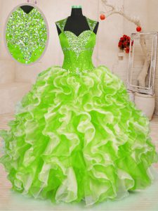 Luxury Multi-color Sleeveless Organza Lace Up Vestidos de Quinceanera for Military Ball and Sweet 16 and Quinceanera