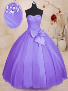 Sweetheart Sleeveless Lace Up Vestidos de Quinceanera Lavender Tulle