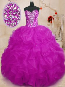 Classical Sleeveless Lace Up Floor Length Beading and Ruffles Quinceanera Gown
