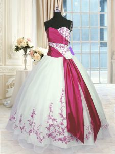 Organza Sleeveless Floor Length Sweet 16 Dresses and Embroidery and Sashes ribbons