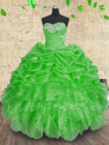 Clearance Floor Length Ball Gowns Sleeveless Green Vestidos de Quinceanera Lace Up