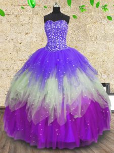 Admirable Sequins Floor Length Ball Gowns Sleeveless Multi-color Sweet 16 Dresses Lace Up
