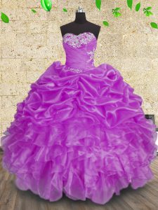 Sleeveless Beading and Appliques and Ruffles and Ruching Lace Up Sweet 16 Quinceanera Dress