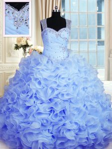 Dynamic Floor Length Ball Gowns Sleeveless Baby Blue Ball Gown Prom Dress Zipper
