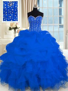 Chic Sleeveless Beading and Ruffles Lace Up Vestidos de Quinceanera