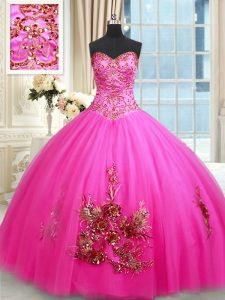 Sleeveless Lace Up Floor Length Beading and Appliques and Embroidery Sweet 16 Dress