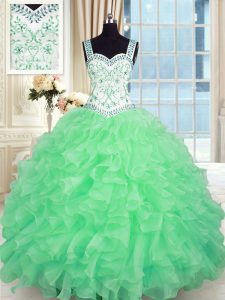 Sweetheart Lace Up Beading and Appliques and Ruffles Casual Dresses Sleeveless