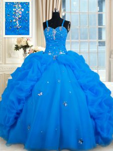 Noble Sleeveless Lace Up Floor Length Beading and Pick Ups Quinceanera Gowns