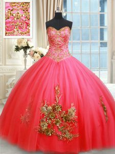 Cheap Sweetheart Sleeveless Tulle 15 Quinceanera Dress Beading and Appliques and Embroidery Lace Up