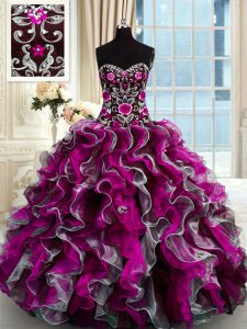 Dynamic Floor Length Multi-color Sweet 16 Dresses Sweetheart Sleeveless Lace Up