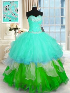 Best Ruffled Floor Length Ball Gowns Sleeveless Multi-color Vestidos de Quinceanera Lace Up