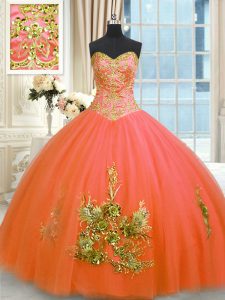 Great Sleeveless Lace Up Floor Length Beading and Appliques and Embroidery 15 Quinceanera Dress