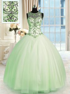 Pretty Ball Gowns Ball Gown Prom Dress Apple Green Scoop Tulle Sleeveless Floor Length Lace Up