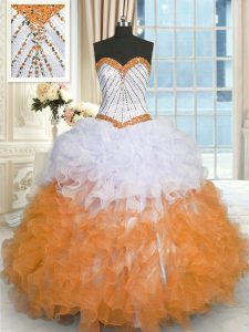 Lovely Multi-color Sleeveless Floor Length Beading and Ruffles Lace Up Sweet 16 Quinceanera Dress