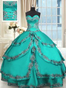 Fashion Sleeveless Beading and Embroidery and Ruffled Layers Lace Up Sweet 16 Dress