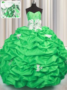 Sleeveless Brush Train Lace Up With Train Appliques and Sequins and Pick Ups 15th Birthday Dress