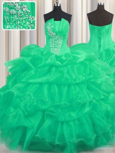 Sleeveless Beading and Ruffled Layers and Pick Ups Lace Up Ball Gown Prom Dress