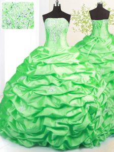 Beading and Pick Ups 15 Quinceanera Dress Lace Up Sleeveless Sweep Train