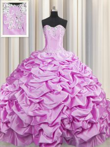 Custom Design Sleeveless Brush Train Beading and Pick Ups Lace Up Sweet 16 Dresses