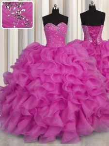 Luxurious Sleeveless Lace Up Floor Length Beading and Ruffles Sweet 16 Dresses
