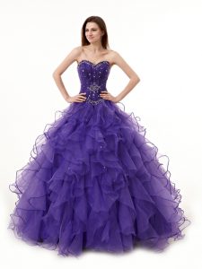 New Style Sleeveless Lace Up Floor Length Beading and Ruffles Sweet 16 Dress