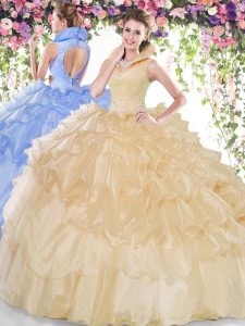 Perfect Sleeveless Beading and Ruffled Layers Backless Court Dresses for Sweet 16